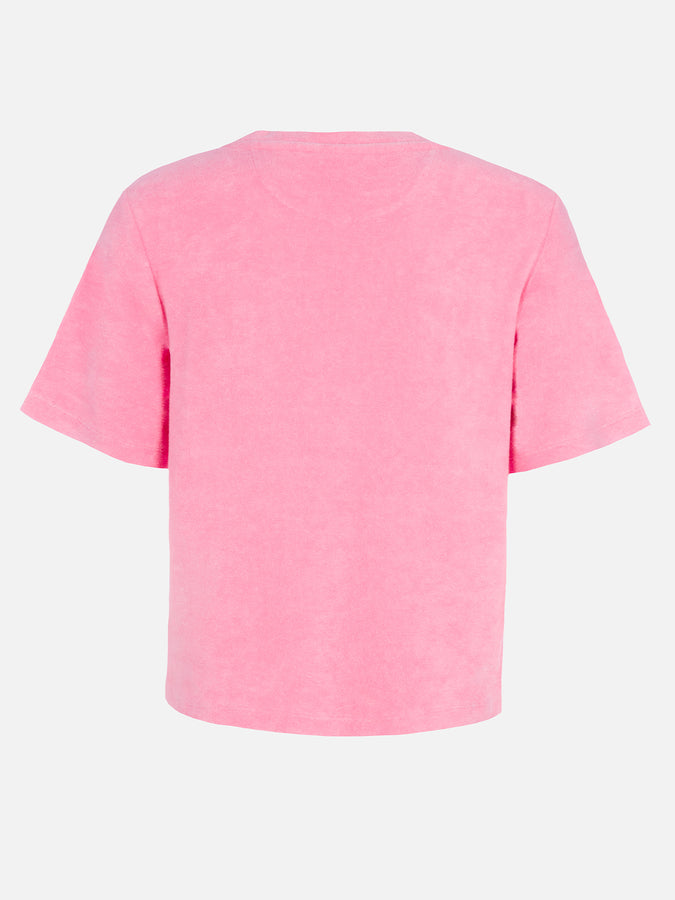 Mc2 Saint Barth T-shirt Da Donna Rosa Girocollo In Spugna Di Cotone Emilie