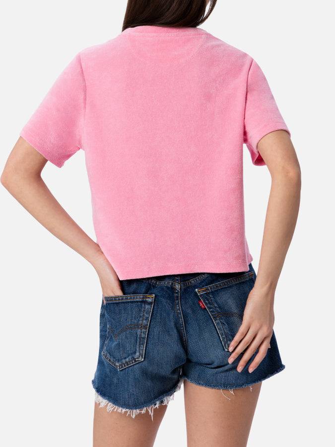 Mc2 Saint Barth T-shirt Da Donna Rosa Girocollo In Spugna Di Cotone Emilie