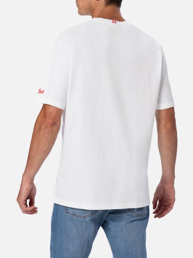 Mc2 Saint Barth T-shirt Da Uomo Austin In Cotone Biologico Con Stampa Orologio E Ricamo