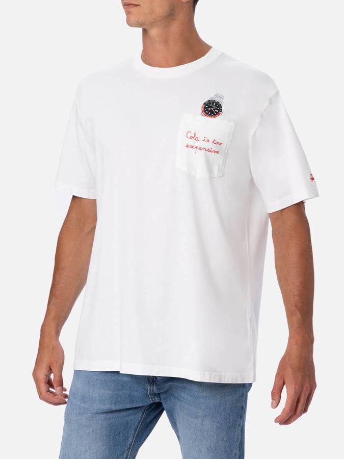 Mc2 Saint Barth T-shirt da uomo Austin in cotone biologico con stampa orologio e ricamo
