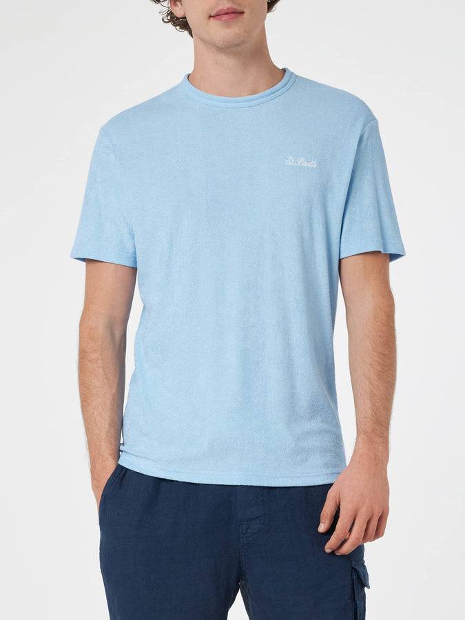 Mc2 Saint Barth T-shirt Da Uomo Azzurra In Spugna Gary Con Ricamo St. Barth