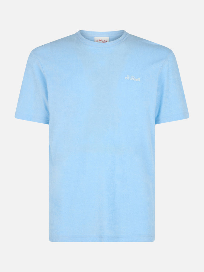 Mc2 Saint Barth T-shirt Da Uomo Azzurra In Spugna Gary Con Ricamo St. Barth
