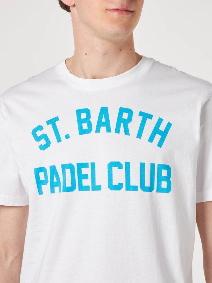 Mc2 Saint Barth T-shirt Da Uomo Bianca In Cotone Con Stampa St. Barth Padel Club