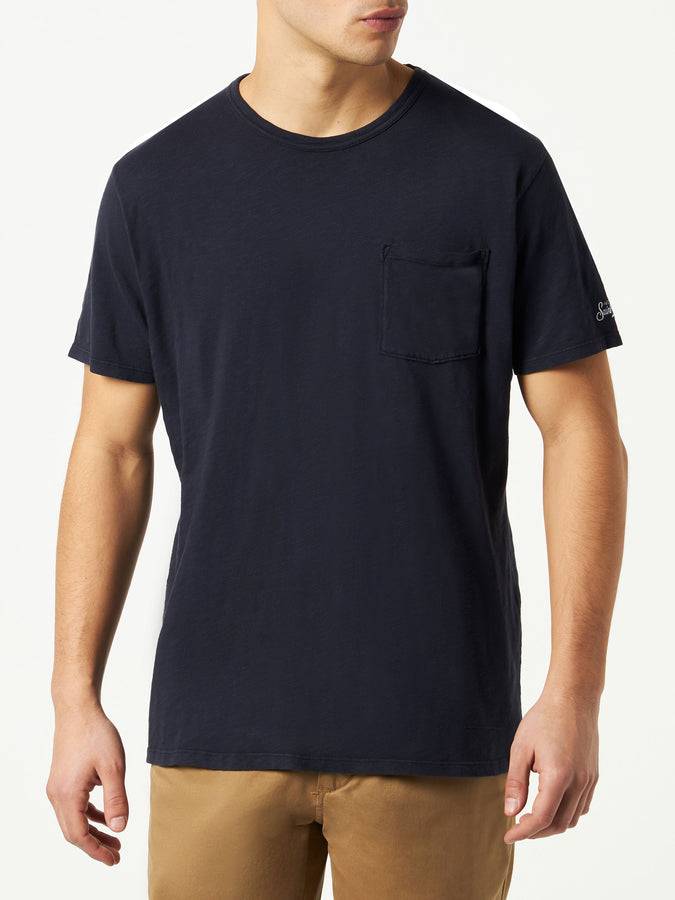 Mc2 Saint Barth T-shirt Da Uomo Blu Navy Con Taschino Frontale