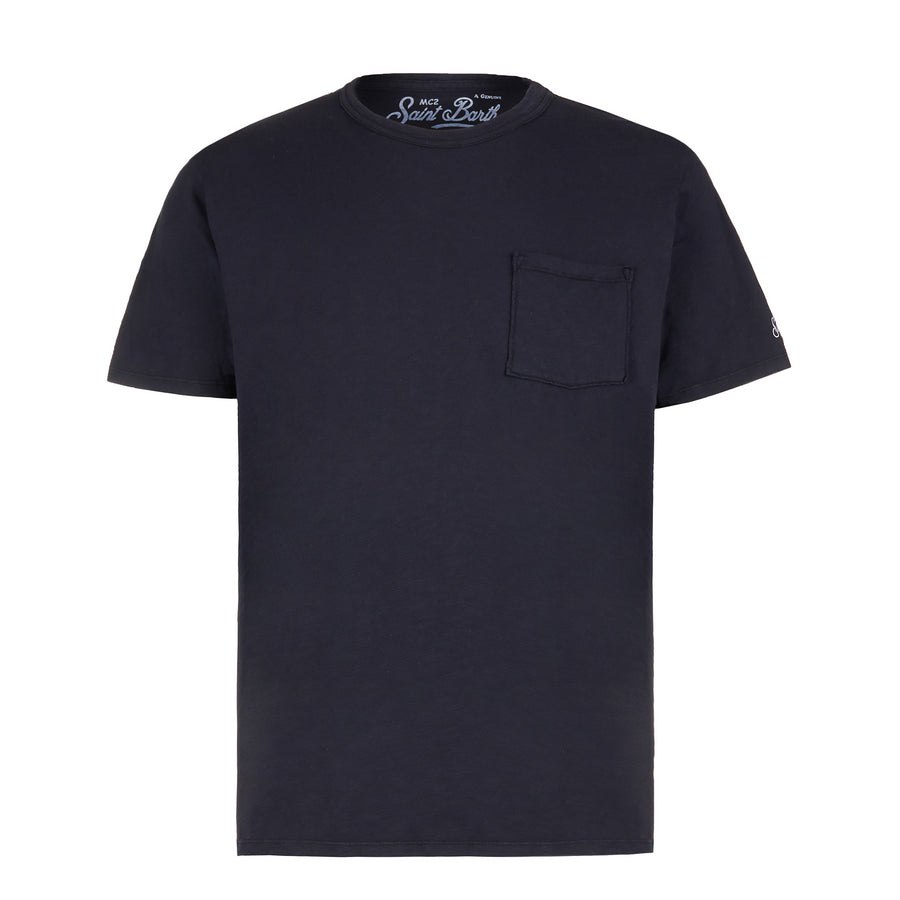 Mc2 Saint Barth T-shirt Da Uomo Blu Navy Con Taschino Frontale