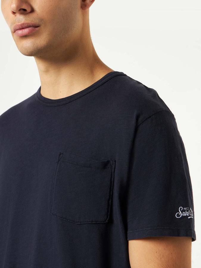 Mc2 Saint Barth T-shirt da uomo blu navy con taschino frontale