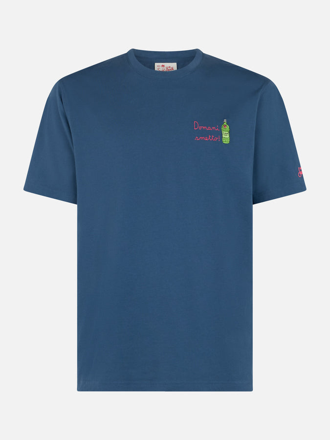 Mc2 Saint Barth T-shirt Da Uomo Classic Fit In Jersey Di Cotone Portofino Con Ricamo Domani Smetto