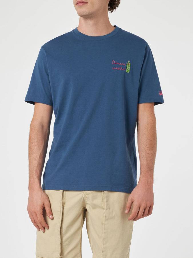 Mc2 Saint Barth T-shirt Da Uomo Classic Fit In Jersey Di Cotone Portofino Con Ricamo Domani Smetto