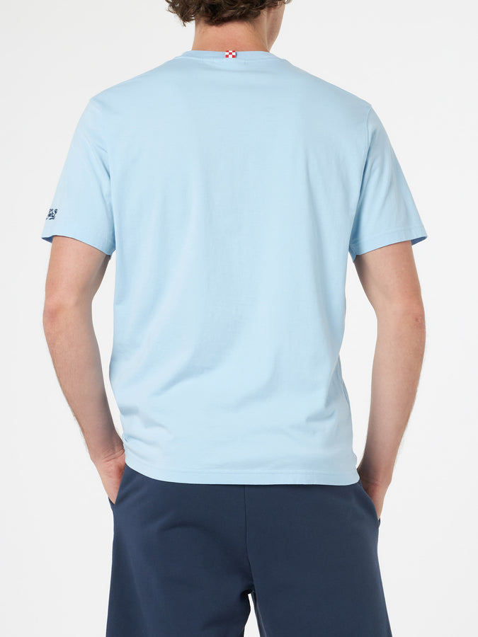 Mc2 Saint Barth T-shirt Da Uomo Classic Fit In Jersey Di Cotone Portofino Con Ricamo Mi Fai Volare