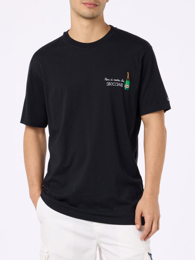 Mc2 Saint Barth T-shirt Da Uomo Classic Fit In Jersey Di Cotone Portofino Con Ricamo Non Ci Resta Che Sbocciare