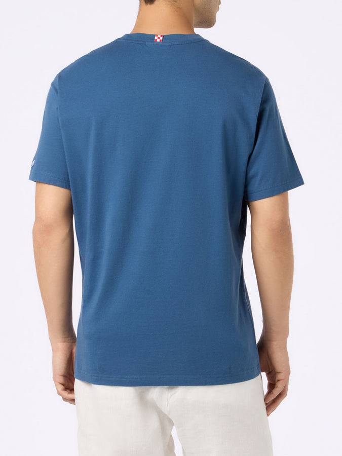 Mc2 Saint Barth T-shirt Da Uomo Classic Fit In Jersey Di Cotone Portofino Con Ricamo Bocciato Puro All'alcol Test