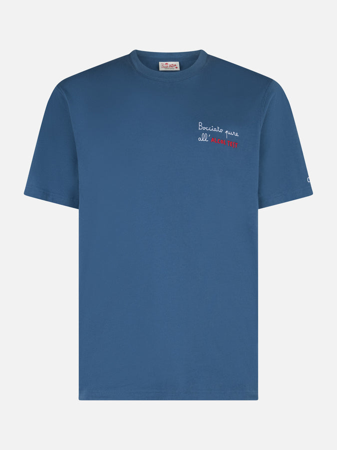 Mc2 Saint Barth T-shirt Da Uomo Classic Fit In Jersey Di Cotone Portofino Con Ricamo Bocciato Puro All'alcol Test