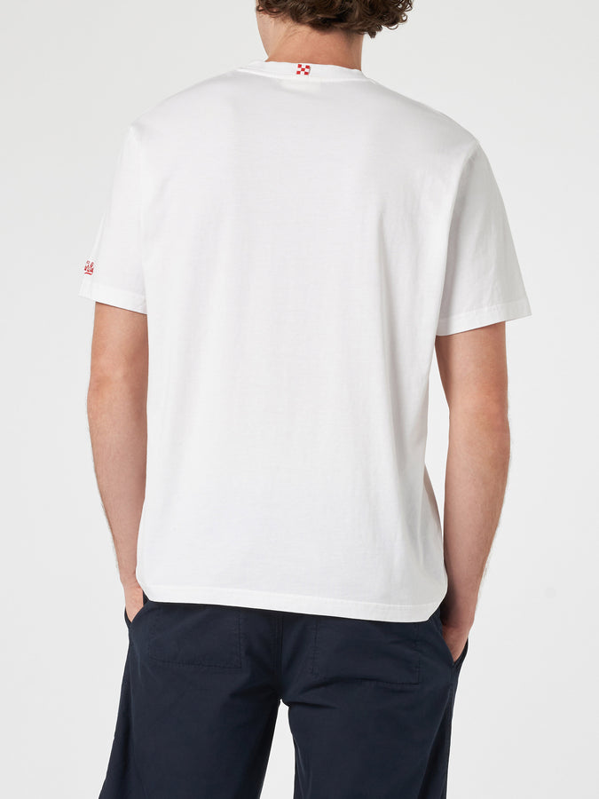 Mc2 Saint Barth T-shirt Da Uomo Con Stampa Piazzata E Ricamo Vespa | EDIZIONE SPECIALE VESPA