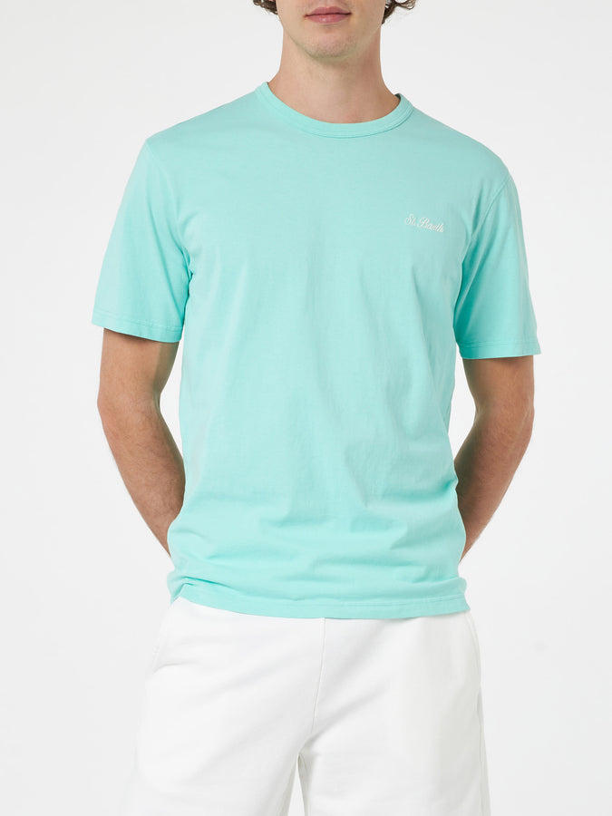 Mc2 Saint Barth T-shirt Da Uomo Dover In Jersey Di Cotone Verde Salvia Con Ricamo St. Barth