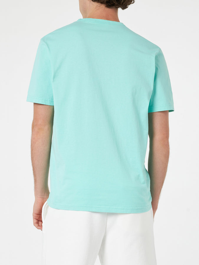 Mc2 Saint Barth T-shirt Da Uomo Dover In Jersey Di Cotone Verde Salvia Con Ricamo St. Barth