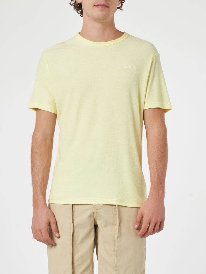 Mc2 Saint Barth T-shirt Da Uomo Gialla In Spugna Gary Con Ricamo St. Barth