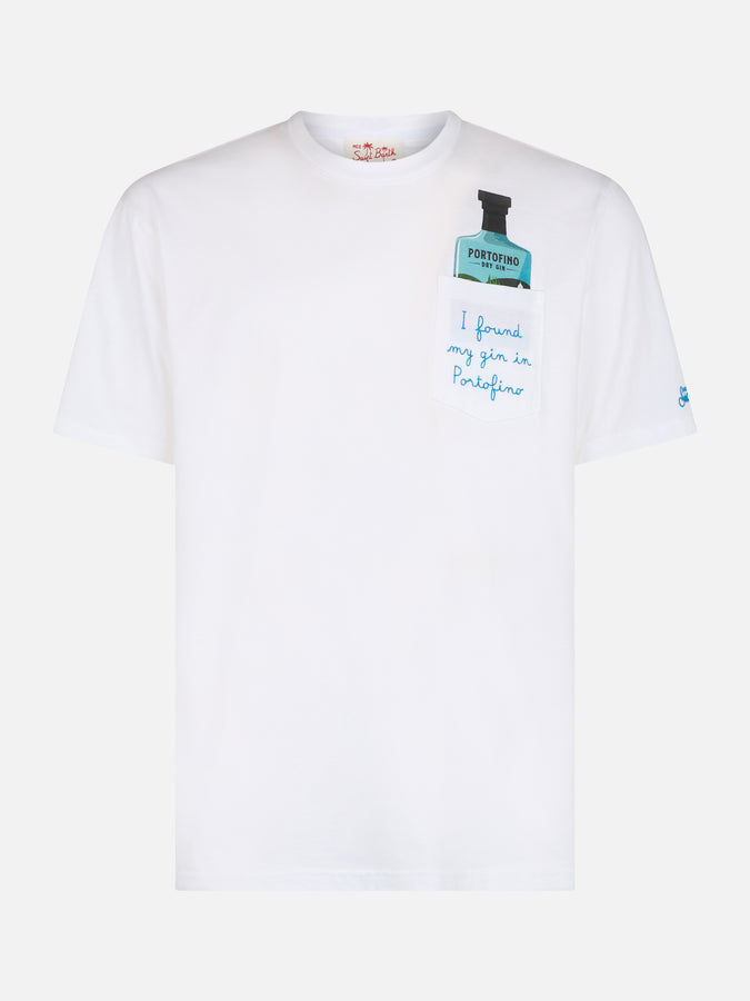 Mc2 Saint Barth T-shirt Da Uomo In Cotone Austin Con Ricamo Portofino Gin | PORTOFINO DRY GIN EDIZIONE SPECIALE