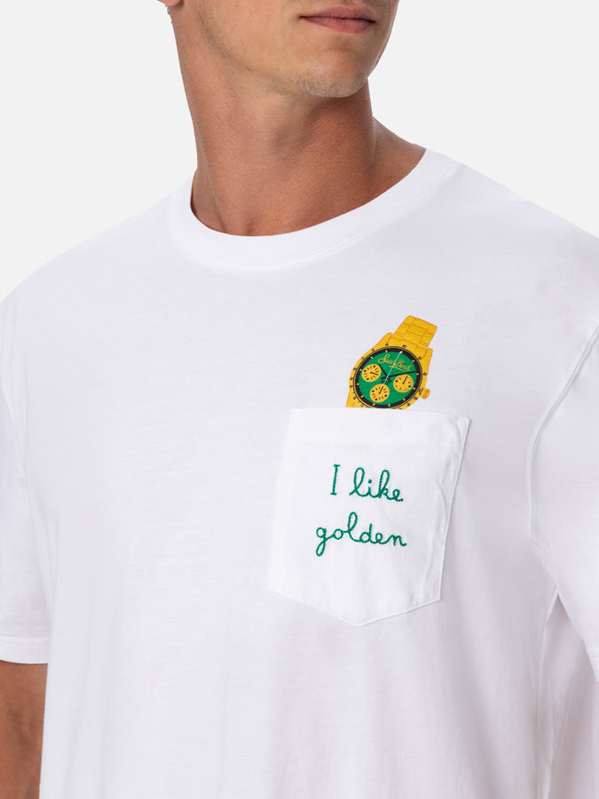 Mc2 Saint Barth T-shirt Da Uomo In Cotone Austin Con Stampa Orologio E Ricamo