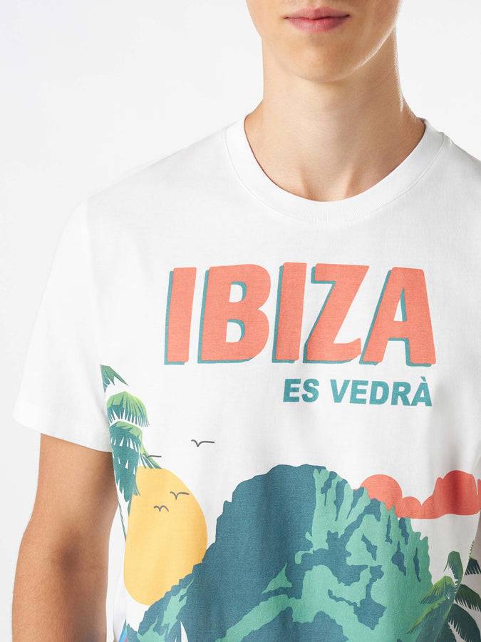 Mc2 Saint Barth T-shirt Da Uomo In Cotone Con Cartolina Ibiza