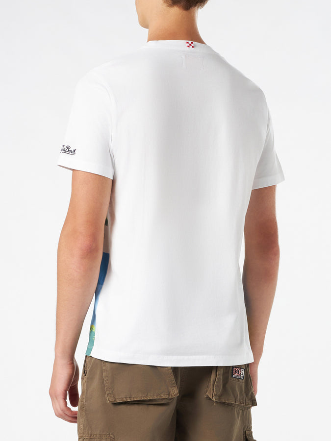 Mc2 Saint Barth T-shirt Da Uomo In Cotone Con Cartolina Ibiza