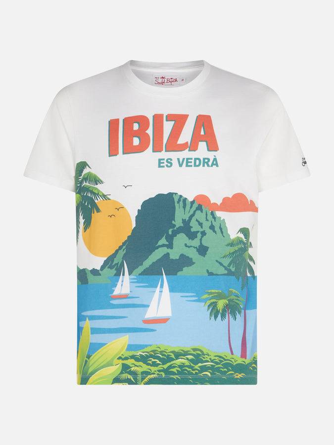 Mc2 Saint Barth T-shirt Da Uomo In Cotone Con Cartolina Ibiza