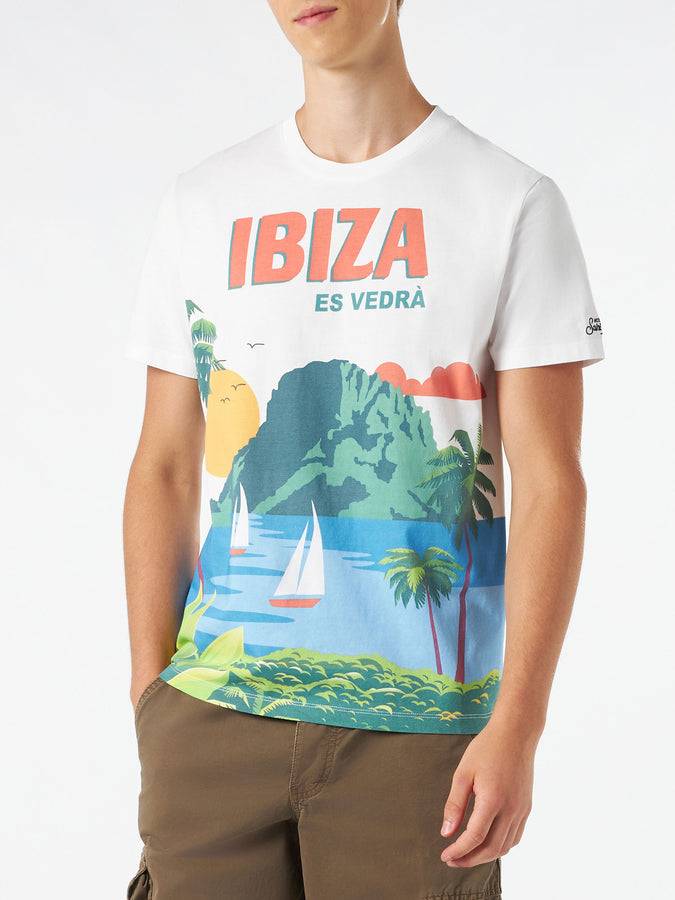 Mc2 Saint Barth T-shirt da uomo in cotone con cartolina Ibiza