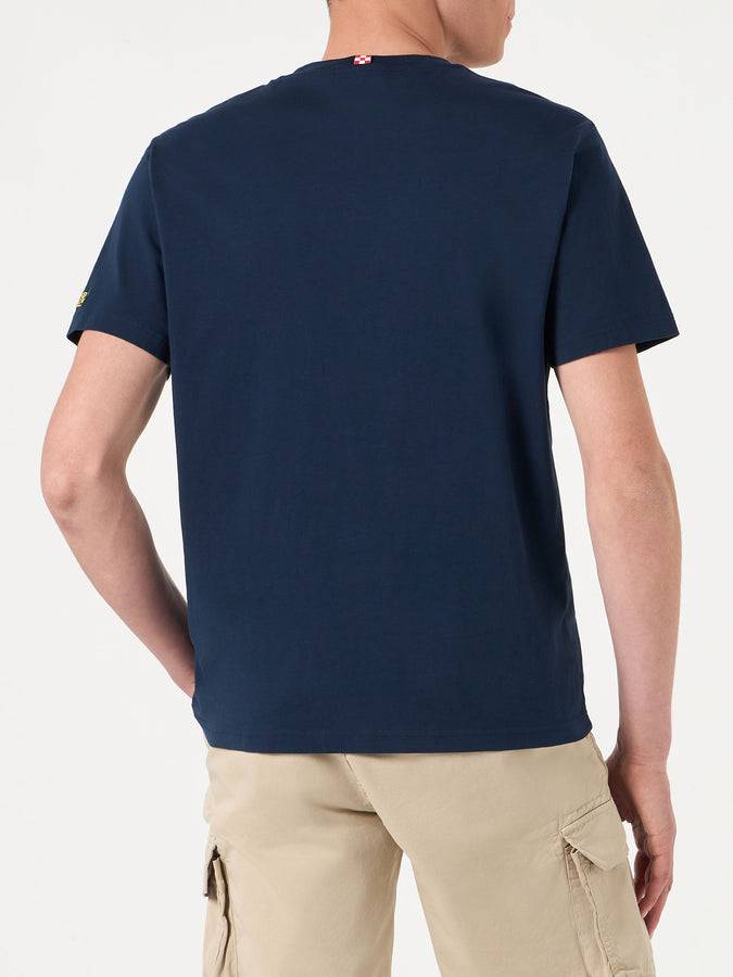 Mc2 Saint Barth T-shirt Da Uomo In Cotone Con Ricamo Aperol Spritz | EDIZIONE SPECIALE APEROL