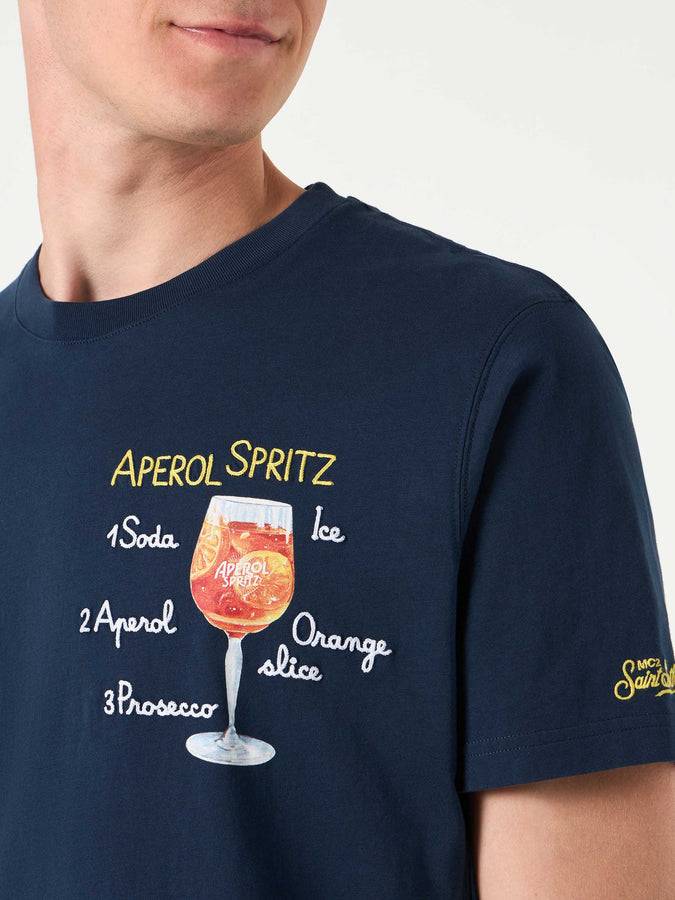 Mc2 Saint Barth T-shirt da uomo in cotone con ricamo Aperol Spritz | EDIZIONE SPECIALE APEROL