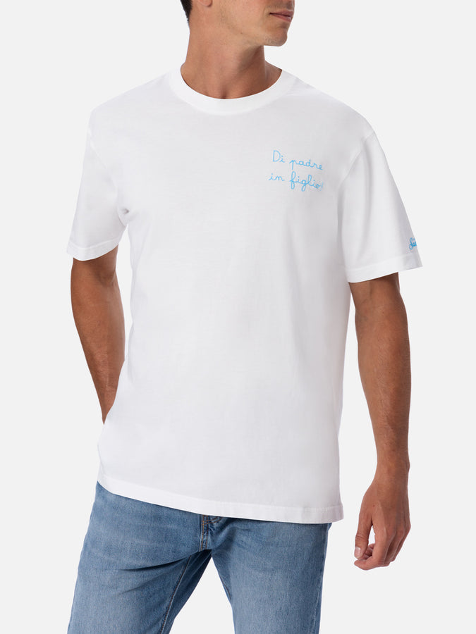 Mc2 Saint Barth T-shirt Da Uomo In Cotone Con Ricamo Di Padre In Figlio | EDIZIONE SPECIALE SS LAZIO