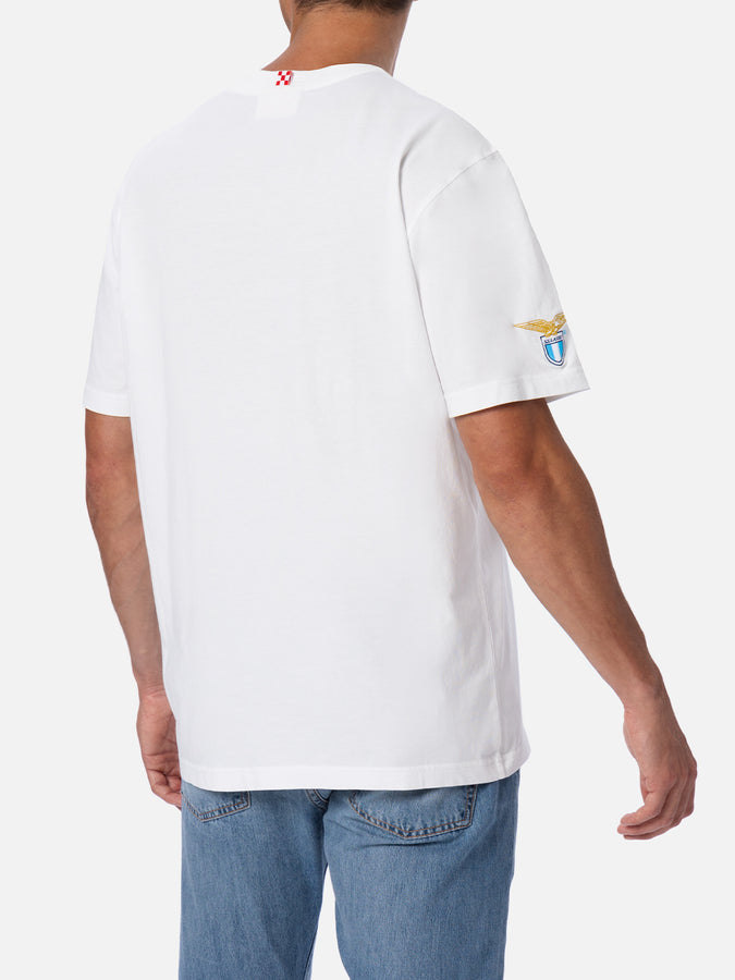 Mc2 Saint Barth T-shirt Da Uomo In Cotone Con Ricamo Di Padre In Figlio | EDIZIONE SPECIALE SS LAZIO