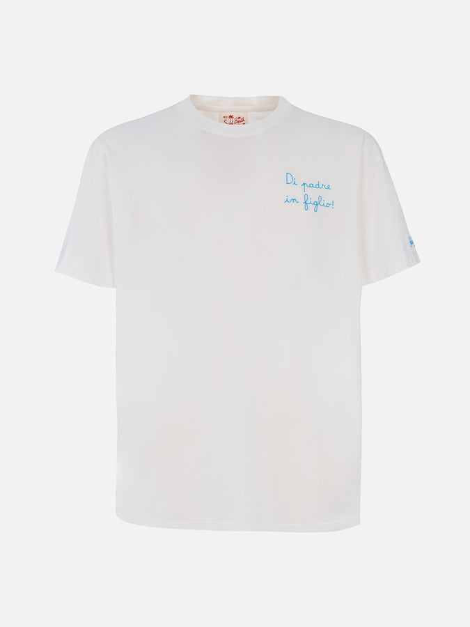 Mc2 Saint Barth T-shirt Da Uomo In Cotone Con Ricamo Di Padre In Figlio | EDIZIONE SPECIALE SS LAZIO