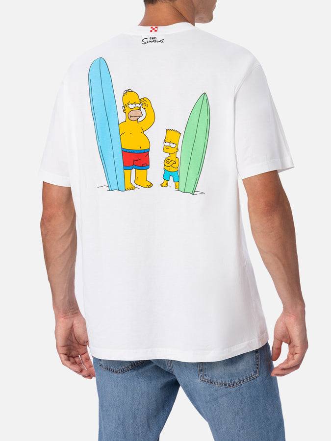 Mc2 Saint Barth T-shirt Da Uomo In Cotone Con Ricamo Frontale The Simpsons E Stampa Sul Retro |EDIZIONE SPECIALE SIMPSON