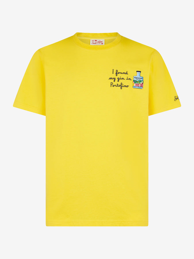 Mc2 Saint Barth T-shirt Da Uomo In Cotone Con Ricamo I Found My Gin In Portofino | PORTOFINO DRY GIN EDIZIONE SPECIALE