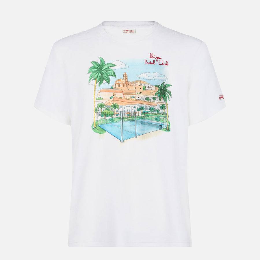 Mc2 Saint Barth T-shirt Da Uomo In Cotone Con Ricamo Ibiza Padel Club