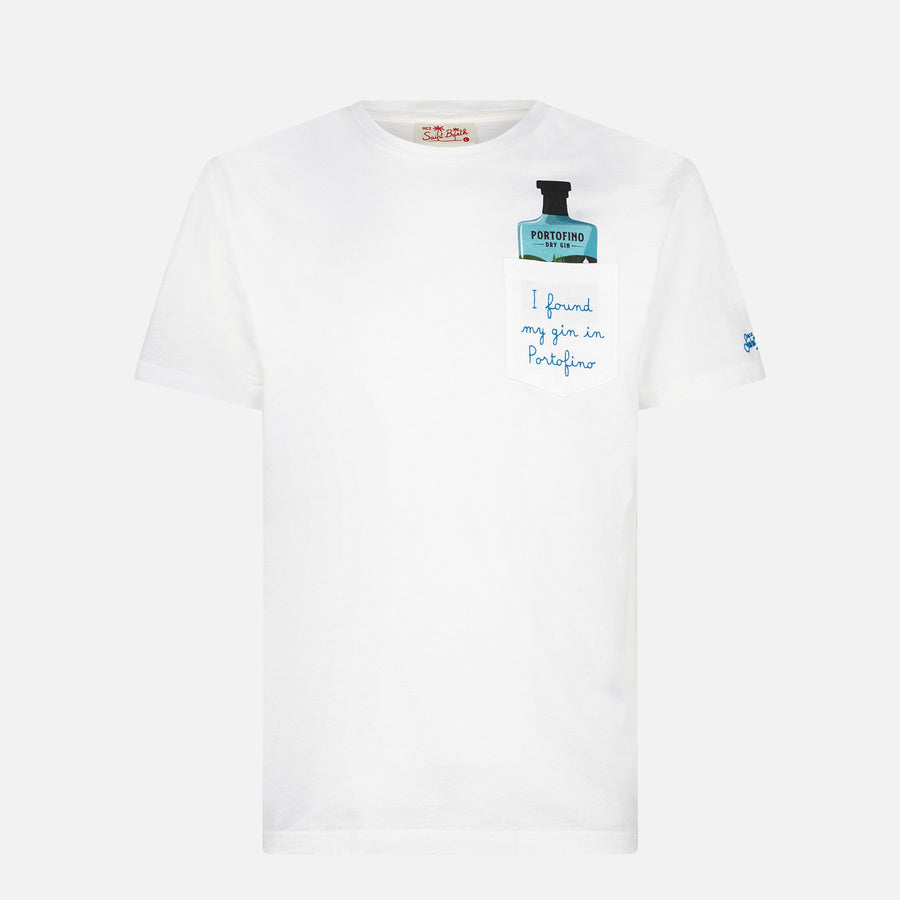 Mc2 Saint Barth T-shirt Da Uomo In Cotone Con Ricamo | PORTOFINO DRY GIN EDIZIONE SPECIALE