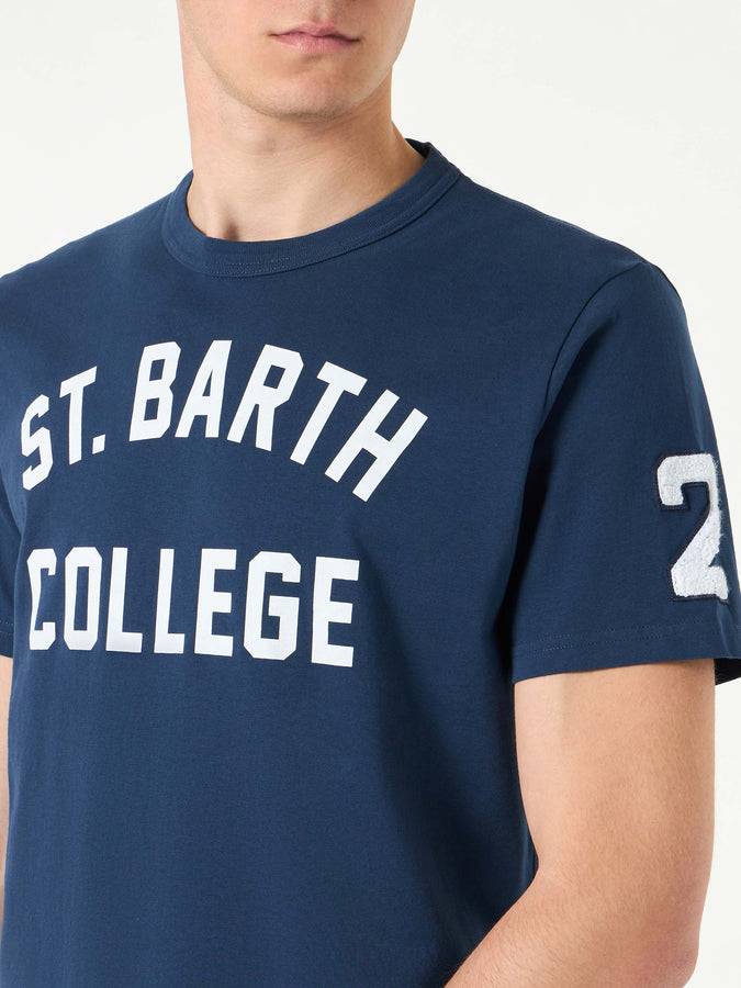 Mc2 Saint Barth T-shirt Da Uomo In Cotone Con Scritta St. Barth College