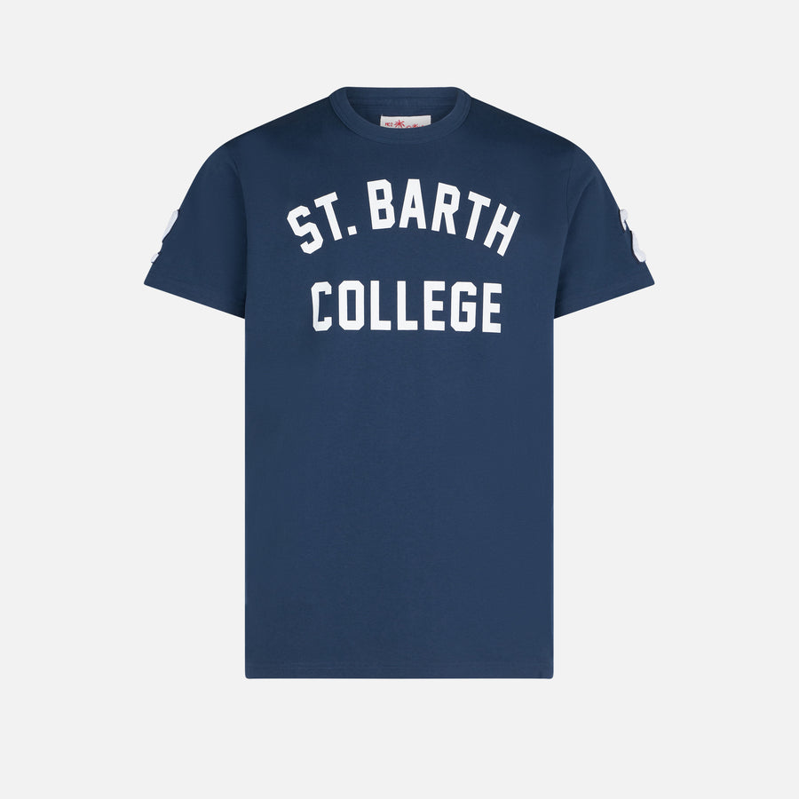 Mc2 Saint Barth T-shirt Da Uomo In Cotone Con Scritta St. Barth College