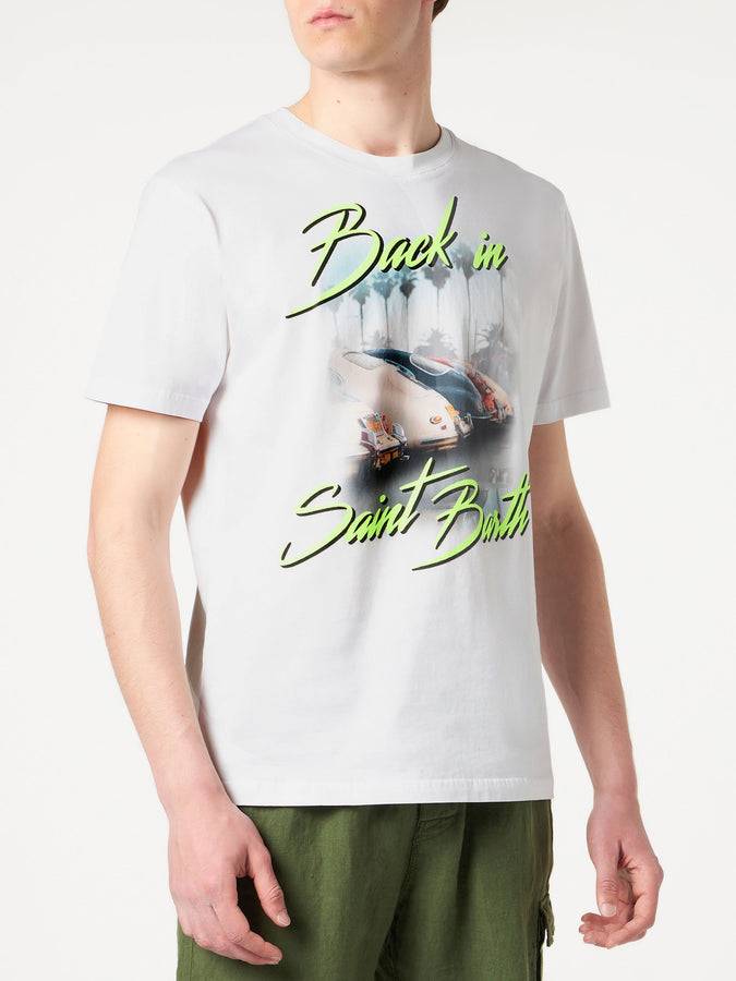 Mc2 Saint Barth T-shirt da uomo in cotone con stampa Back in Saint Barth