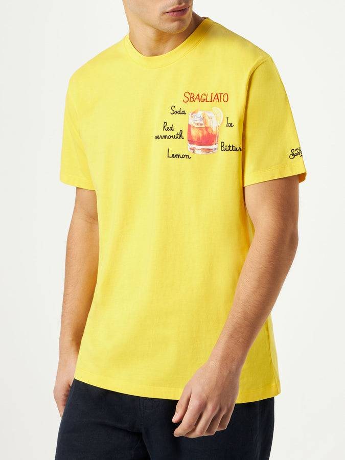 Mc2 Saint Barth T-shirt Da Uomo In Cotone Con Stampa Bicchiere Sbagliato