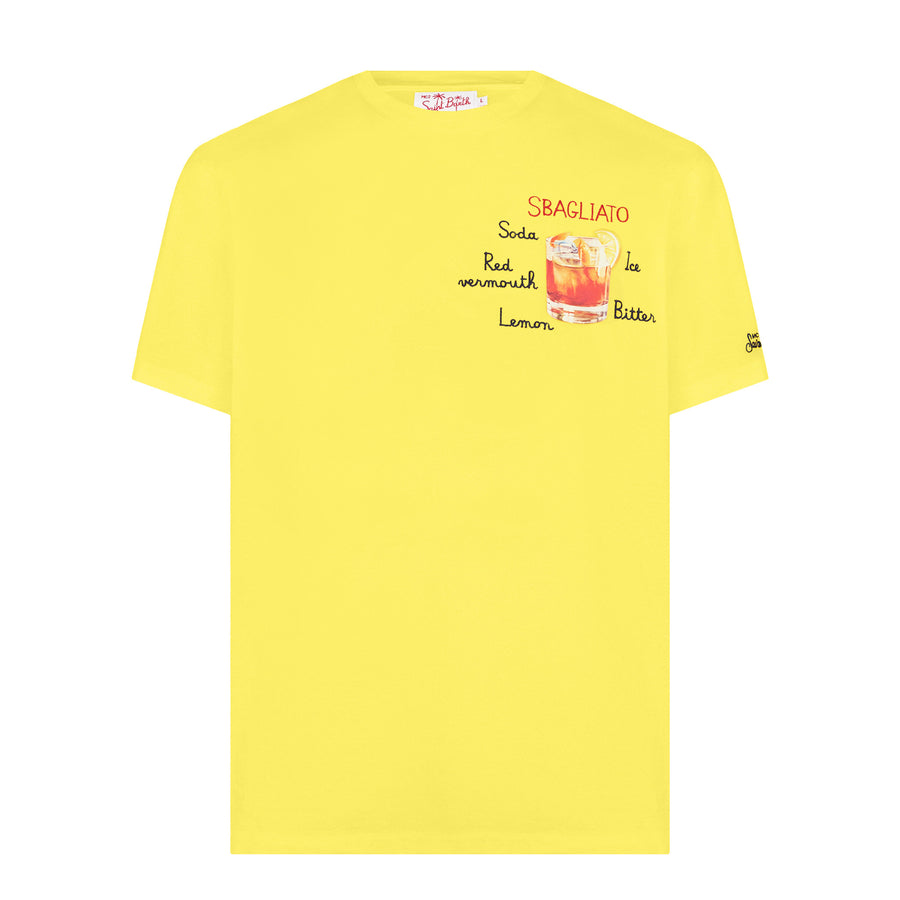 Mc2 Saint Barth T-shirt Da Uomo In Cotone Con Stampa Bicchiere Sbagliato