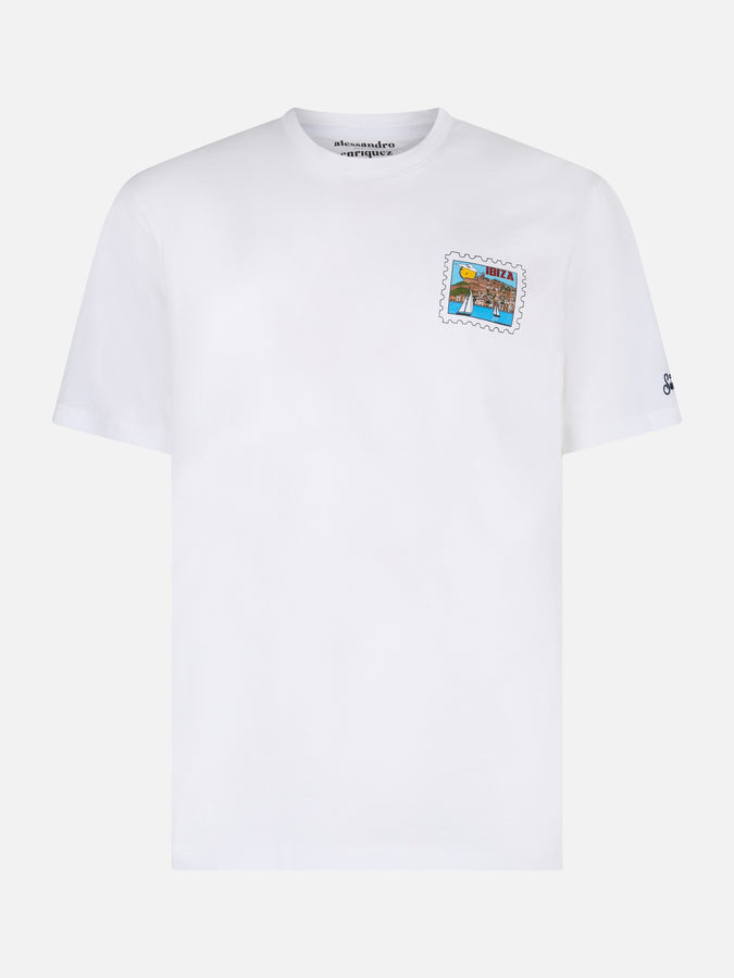 Mc2 Saint Barth T-shirt Da Uomo In Cotone Con Stampa Cartolina Ibiza Davanti E Dietro | EDIZIONE SPECIALE ALESSANDRO ENRIQUEZ