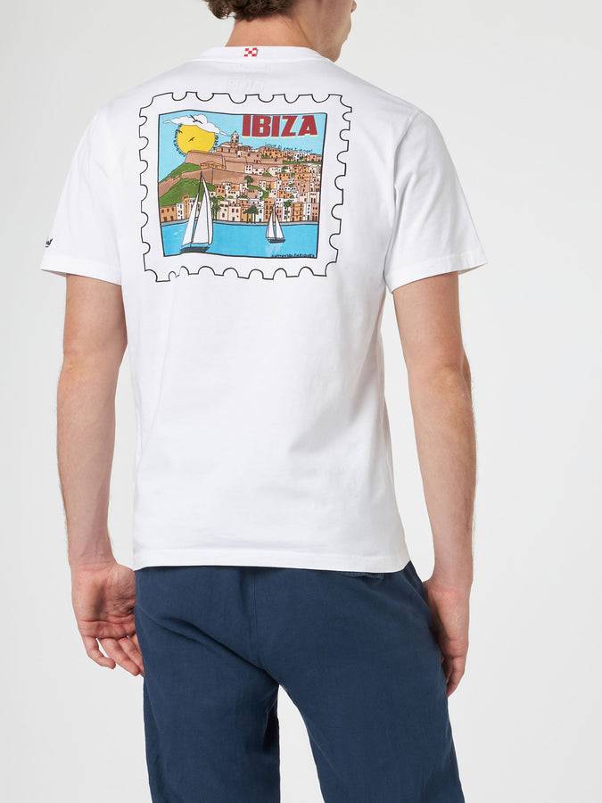 Mc2 Saint Barth T-shirt Da Uomo In Cotone Con Stampa Cartolina Ibiza Davanti E Dietro | EDIZIONE SPECIALE ALESSANDRO ENRIQUEZ