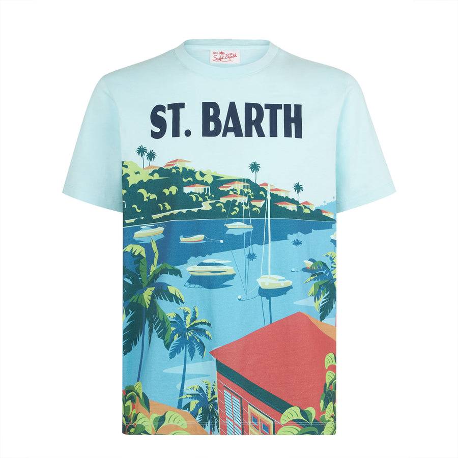 Mc2 Saint Barth T-shirt Da Uomo In Cotone Con Stampa Cartolina Saint Barth