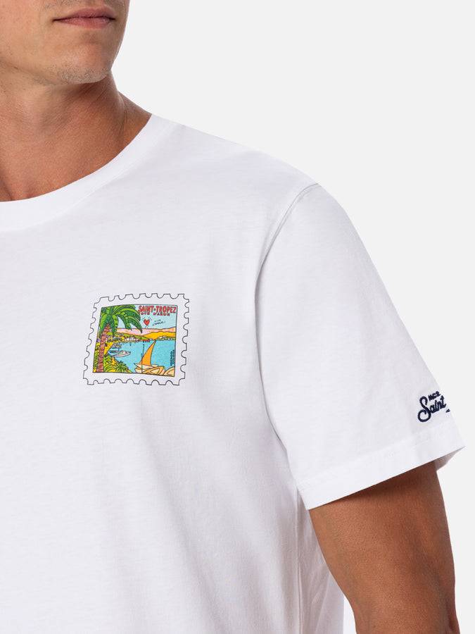 Mc2 Saint Barth T-shirt Da Uomo In Cotone Con Stampa Cartolina St. Tropez Fronte E Retro | EDIZIONE SPECIALE ALESSANDRO ENRIQUEZ