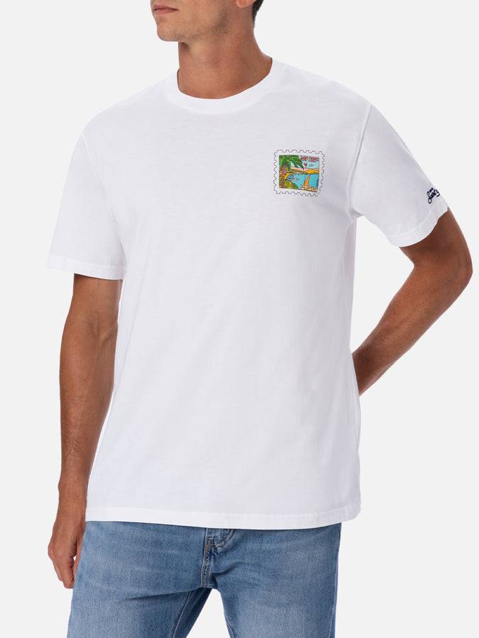 Mc2 Saint Barth T-shirt da uomo in cotone con stampa cartolina St. Tropez fronte e retro | EDIZIONE SPECIALE ALESSANDRO ENRIQUEZ