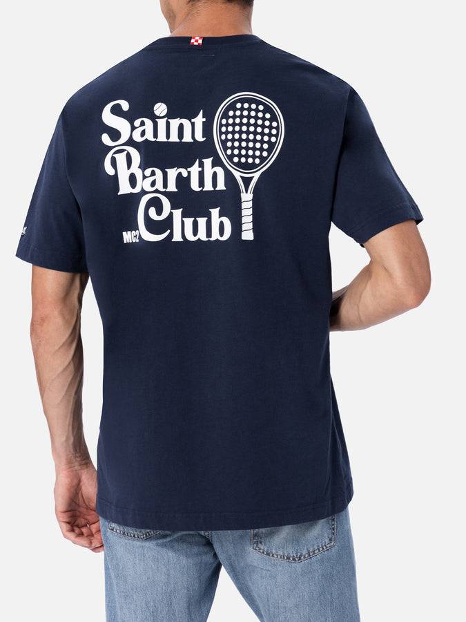 Mc2 Saint Barth T-shirt Da Uomo In Cotone Con Stampa Del Club Padel Saint Barth Davanti E Dietro