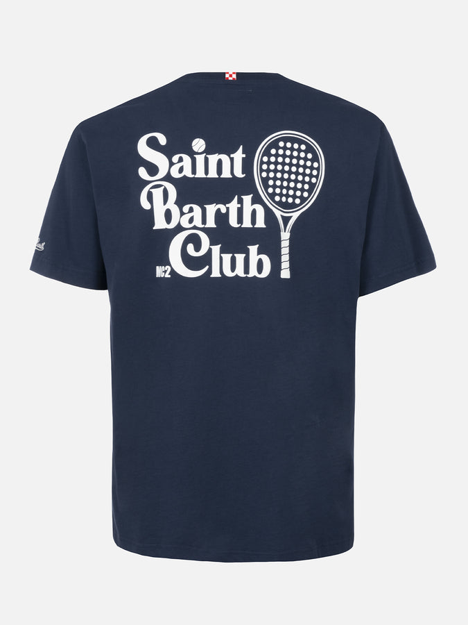 Mc2 Saint Barth T-shirt Da Uomo In Cotone Con Stampa Del Club Padel Saint Barth Davanti E Dietro