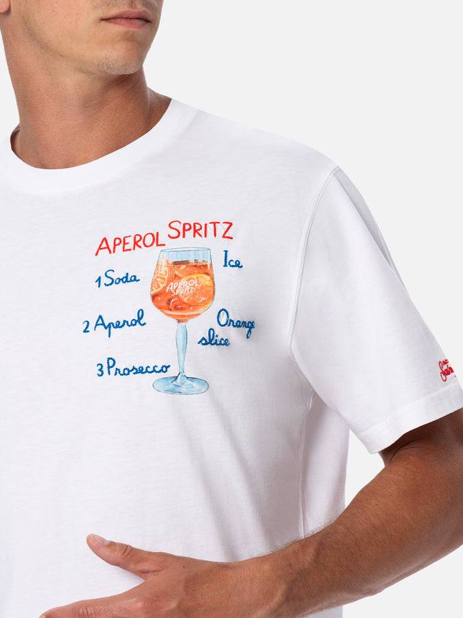 Mc2 Saint Barth T-shirt Da Uomo In Cotone Con Stampa E Ricamo Aperol Spritz | EDIZIONE SPECIALE APEROL