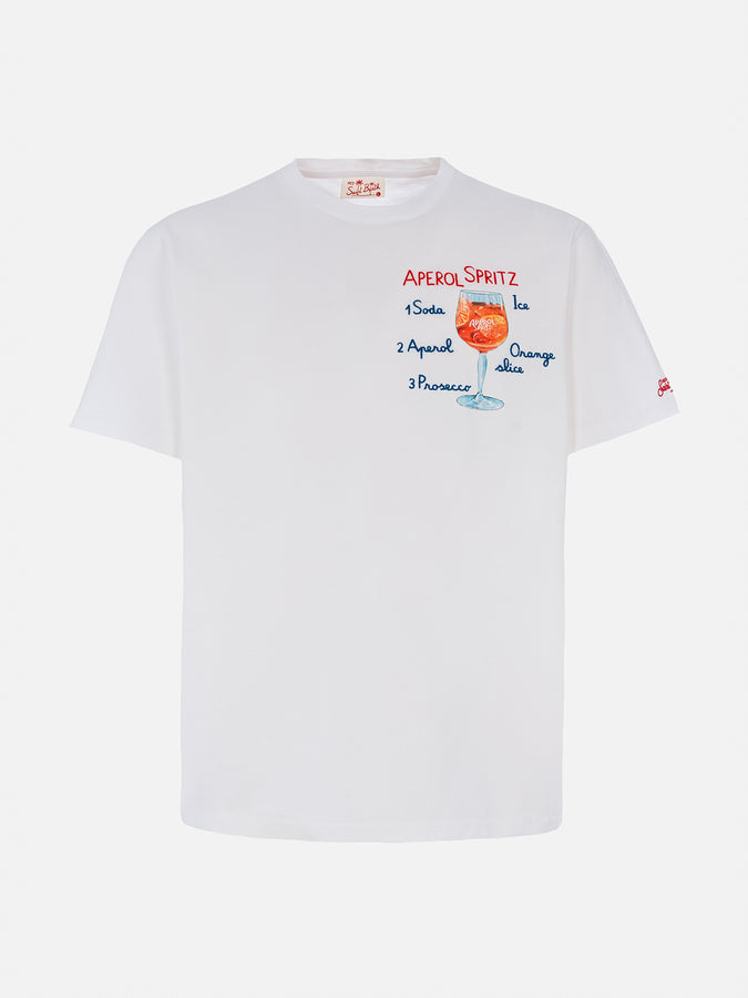 Mc2 Saint Barth T-shirt Da Uomo In Cotone Con Stampa E Ricamo Aperol Spritz | EDIZIONE SPECIALE APEROL