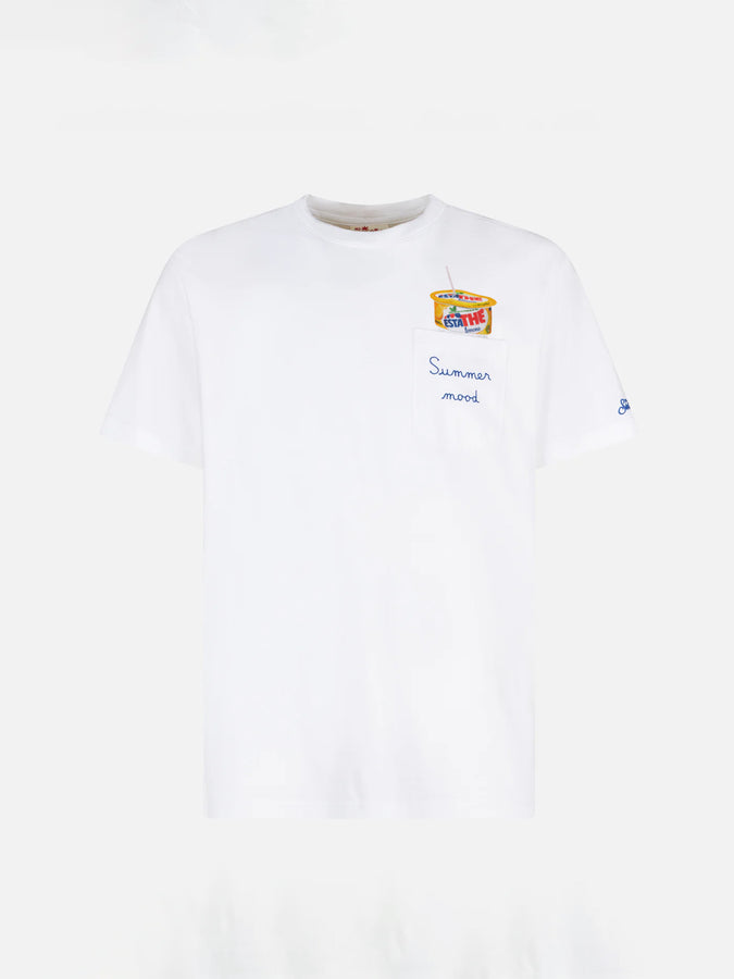 Mc2 Saint Barth T-shirt Da Uomo In Cotone Con Stampa E Ricamo Estathé Summer Mood | Estathé® Edizione Speciale